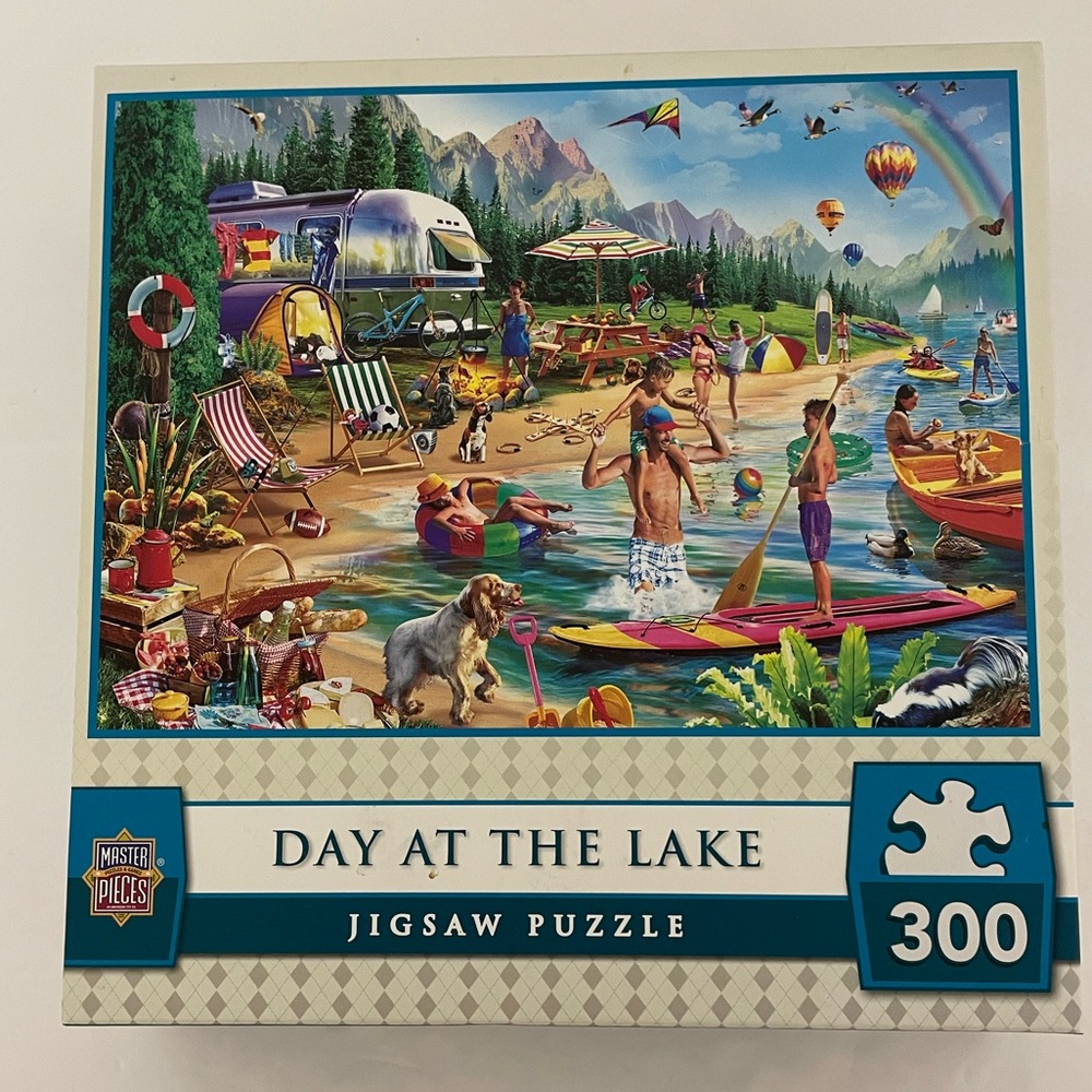 New DAY AT THE LAKE 300 Pc Jigsaw Puzzle Adrian Chesterman Artist MasterPieces